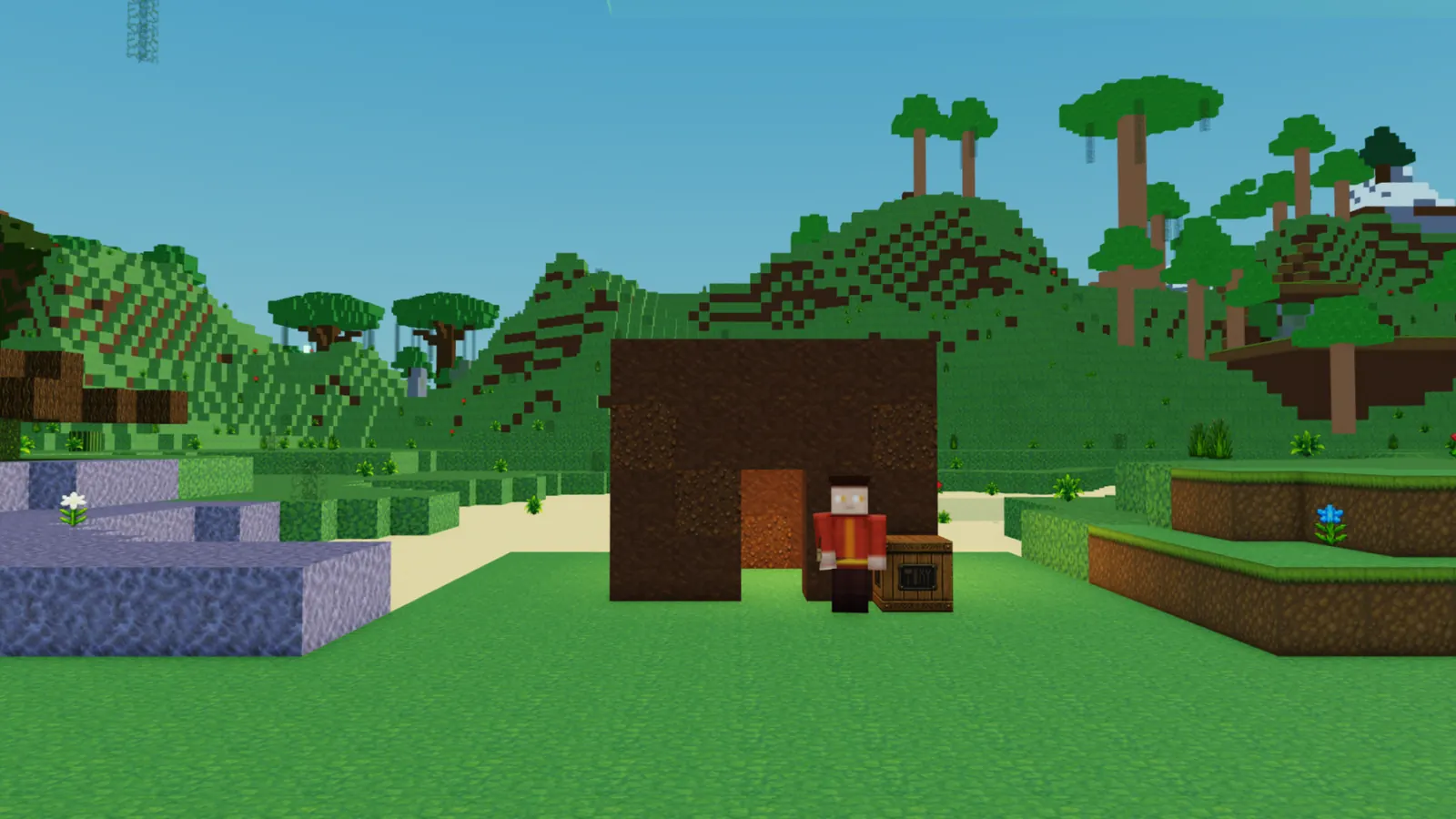 Day 1: a small dirt hut on a grassy plain.